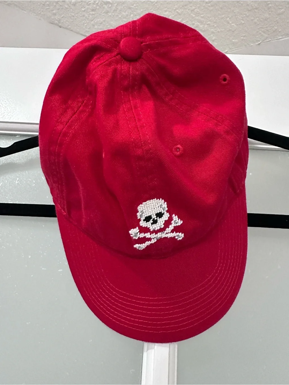 Smathers & Branson Red Skull and Crossbone Baseball Cap Hat
